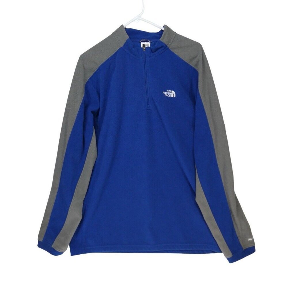 The North Face 1/4 Zip Fleece Pullover Shirt Men's XL Blue Grey‎